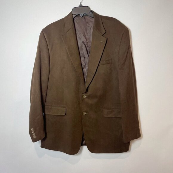 CHAPS Mens Two Button Sport Coat Blazer Suit Jacket Brown 44L Formal Office - Picture 1 of 6